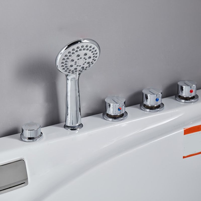 Modern Back to Wall Bathtub Rectangular White Acrylic Soaking Tub