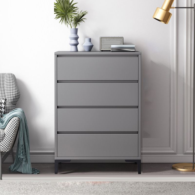 Contemporary Storage Chest Engineered Wood Bedroom Chest in Gray with Drawers