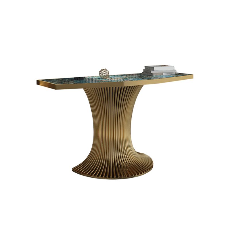 Glam Stone Sofa Console Table with Stainless Steel Bracket for Hall