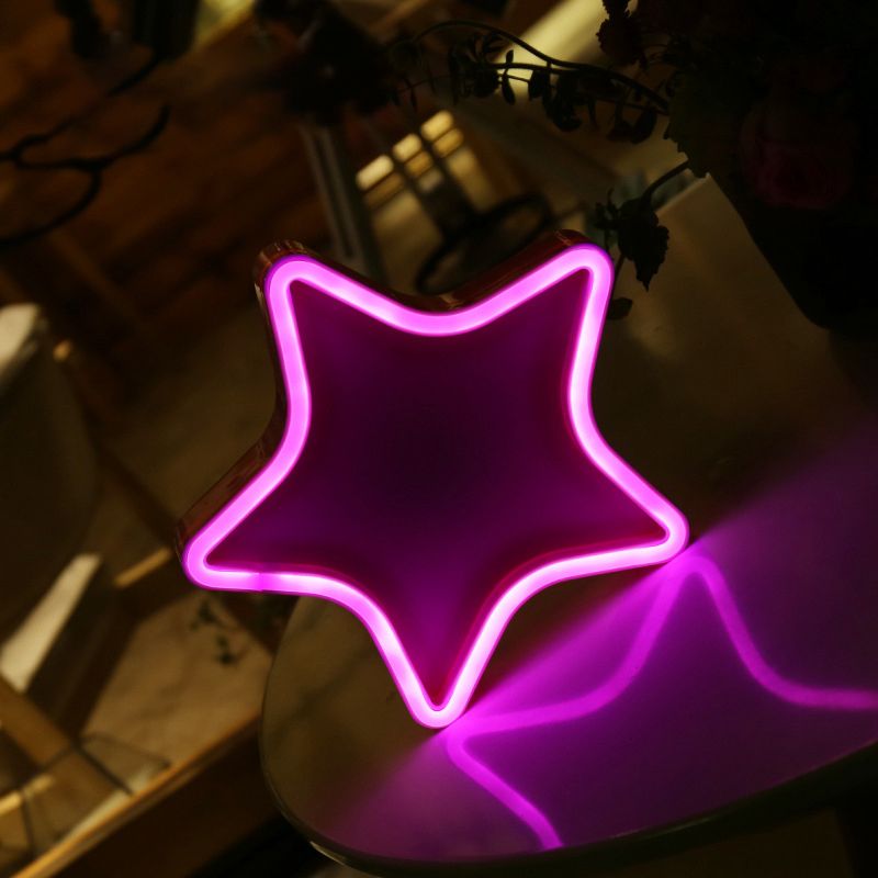 Lampada da comtore bianca per illuminazione notturna a led per ragazze con tonalità di plastica a stella