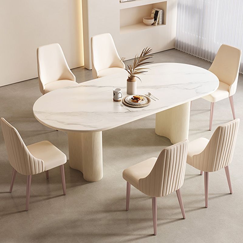 Contemporary Sintered Stone Dining Table Oval Dinner Room Table