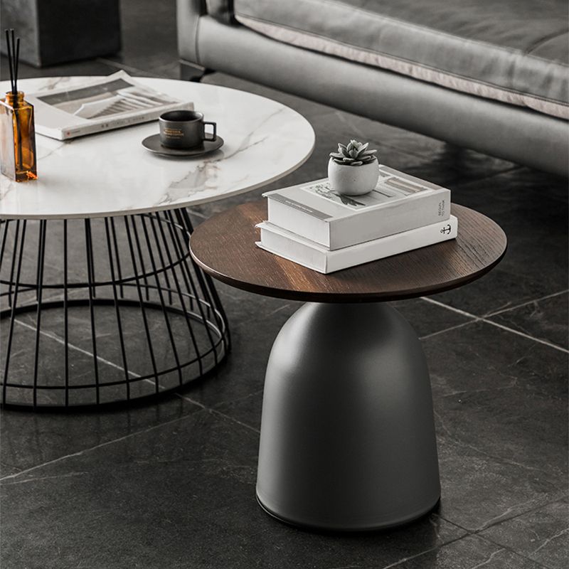 Minimalist Round Stone Top Coffee Table 2 Pieces Cocktail Table