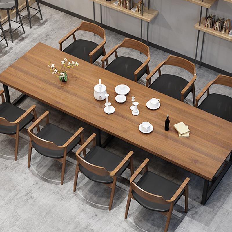 Industrial Rectangle Dinner Room Kitchen Table Brown Solid Wood Dinner Table