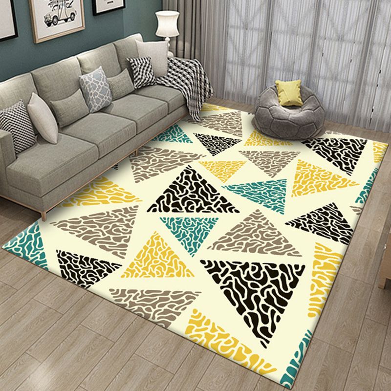 Casual Geometric Colorblock Print Rug Multicolor Polyester Rug Washable Rug for Living Room