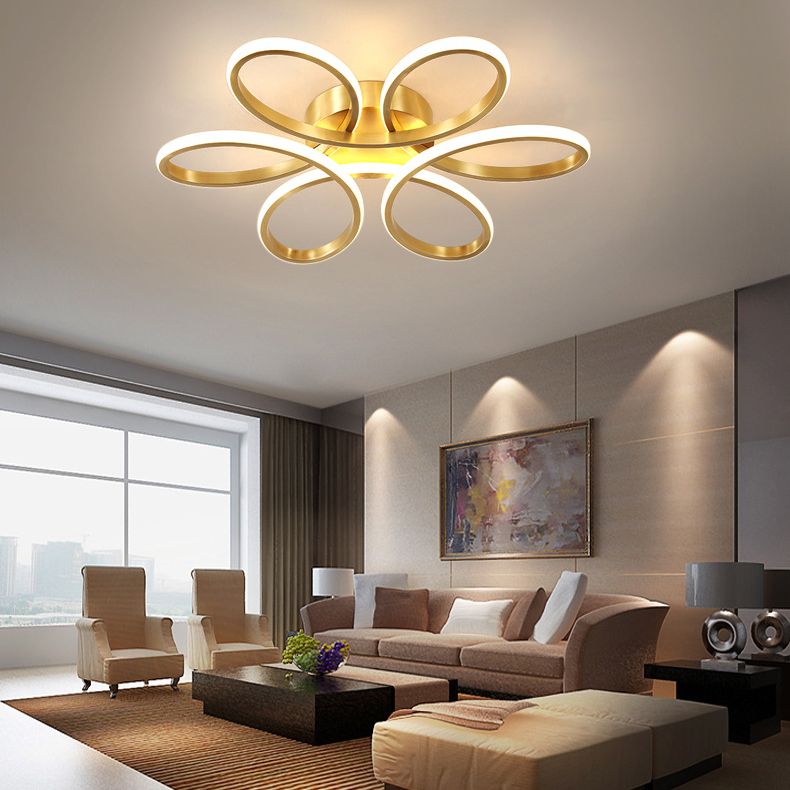 Flower Semi Flush Mount Luz acrílico Simplicidad moderna Fluce de techo de descarga para dormitorio