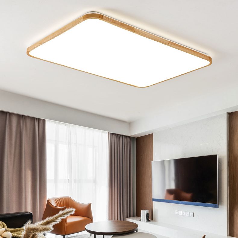 Modern Style Geometric Flush Mount Ceiling Fixture 1-Light Wooden Flush Ceiling Light