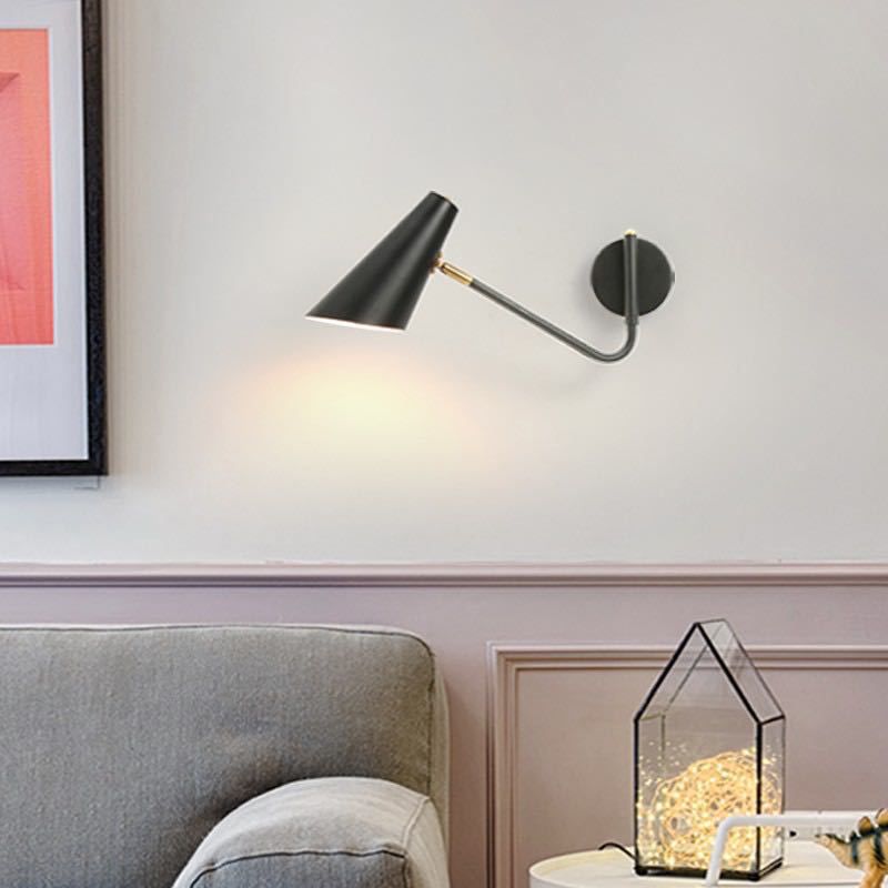 Modern Style Tapered Wall Light Sconces Metal 1-Light Wall Mounted Lamps in Black