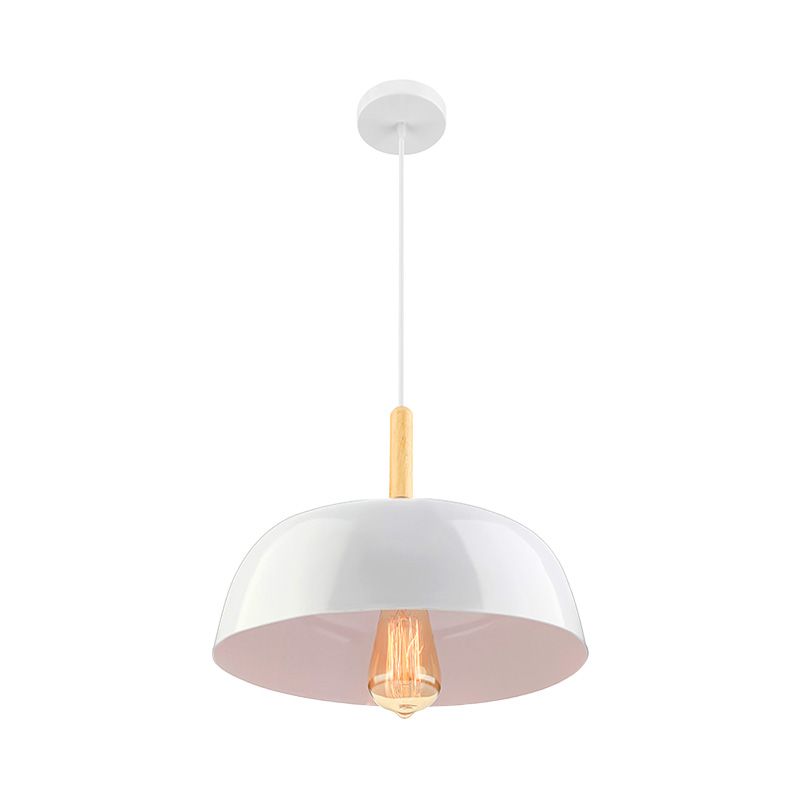 Lámpara de techo de tazón Estilo simple 1 Luz de colgante colgante negro/blanco para comedor para comedor, 12.5 "/19" de ancho