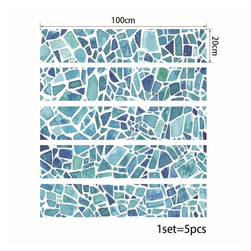 Boho Pebble Tile Mosaics Wallpaper Panel Blue Peel and Stick Wall Covering for Bathroom