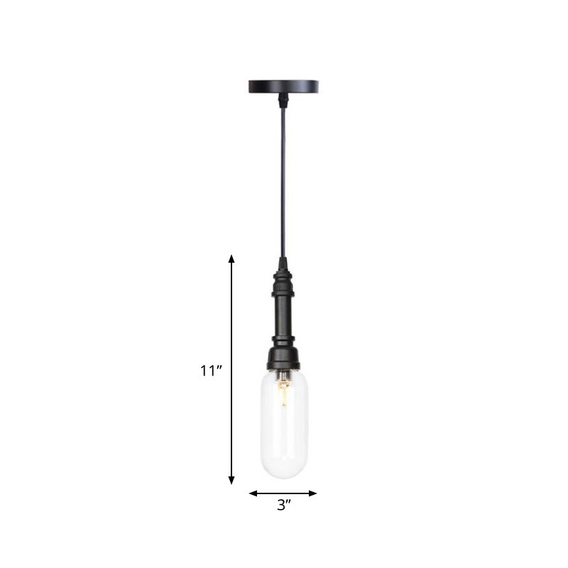 1 Bulb Pendant Lighting Vintage Bar LED Hanging Ceiling Lamp with Pill Capsule Amber/Clear Glass Shade