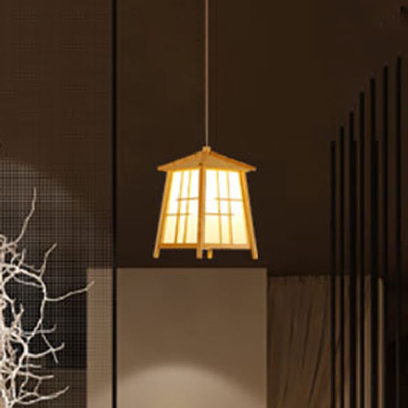Chinese Style Contracted Small House Pendant Light 1 Light Wood Hanging Lamp for Dining Room