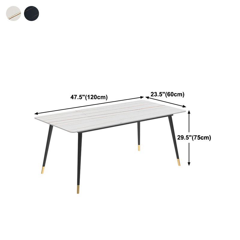 Stone Dining Table Contemporary Dining Table with 4 Black Legs