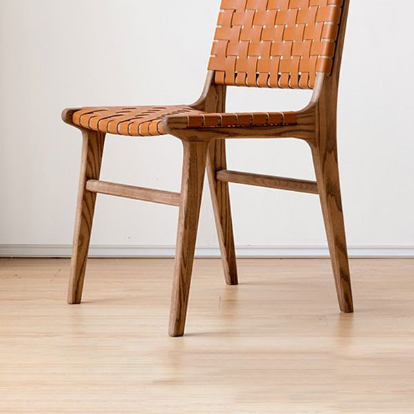 Solid Wood Faux Leather Contemporary Armless Dining Room Chair