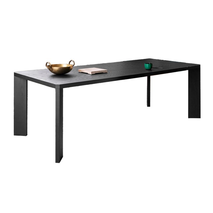 Rectangle Modern Style Dining Table Two-Color Fixed Table with Solid Wood