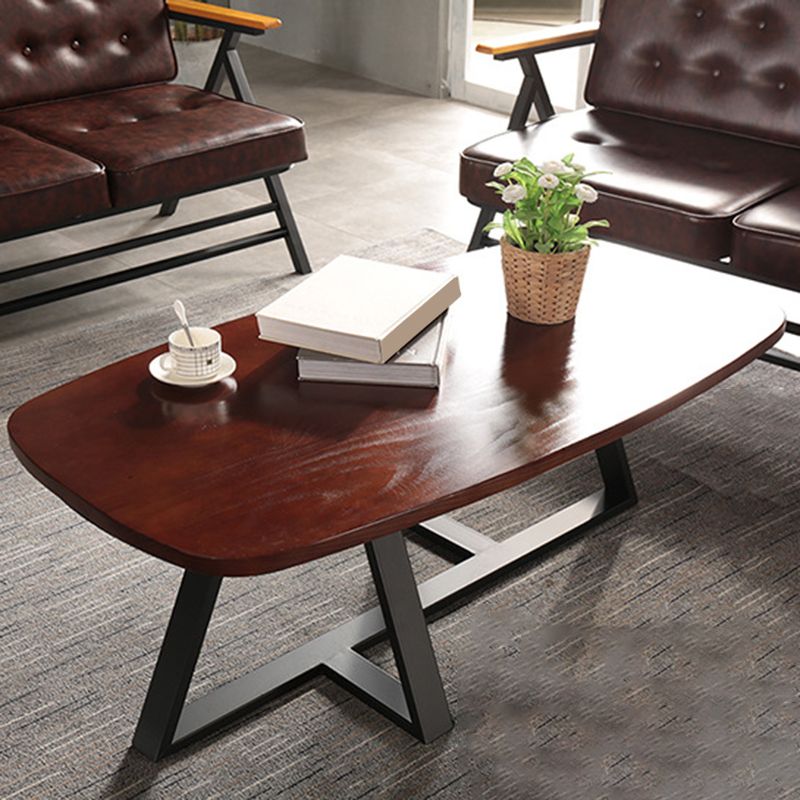 Modern Style 1 Single Coffee Table Pine Wood Brown Cocktail Table