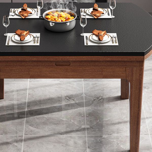 Modern Style Stone Dining Table Round 4 Legs Dining Site Table