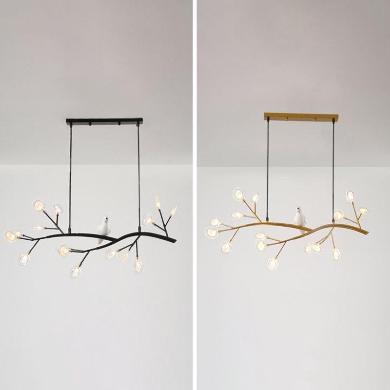 Nordic Style Iron Hanging Lamp Branch Shape Island Light Fixture for Bar (Included Bird)