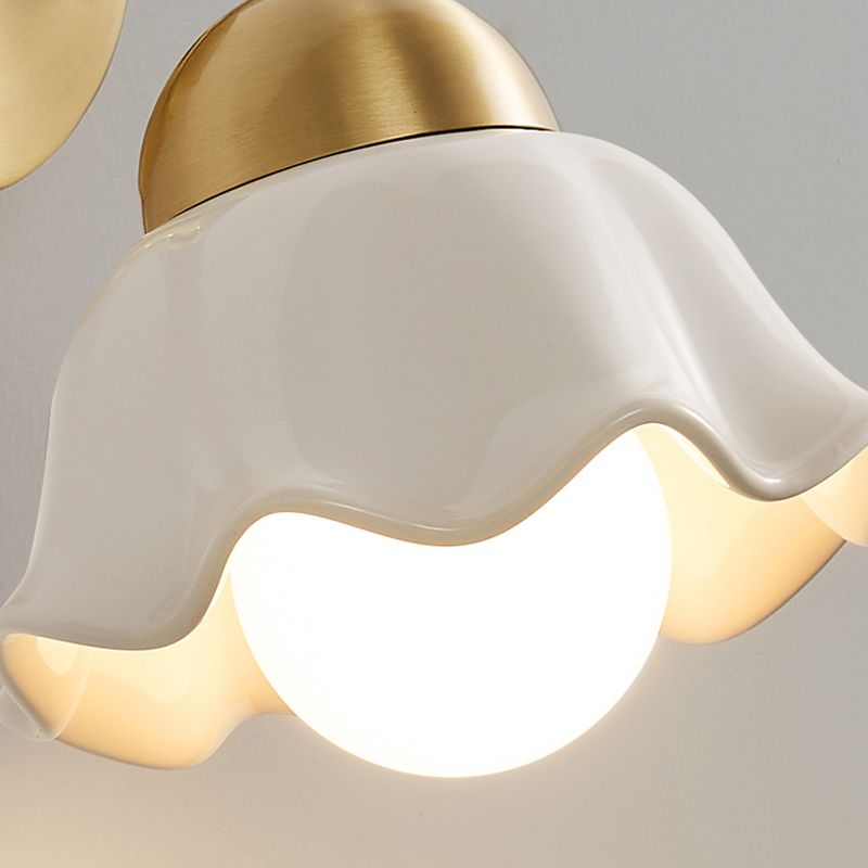 Contemporary Metal Wall Sconce Lighting Ceramics Shade Wall Lamp for Bedroom