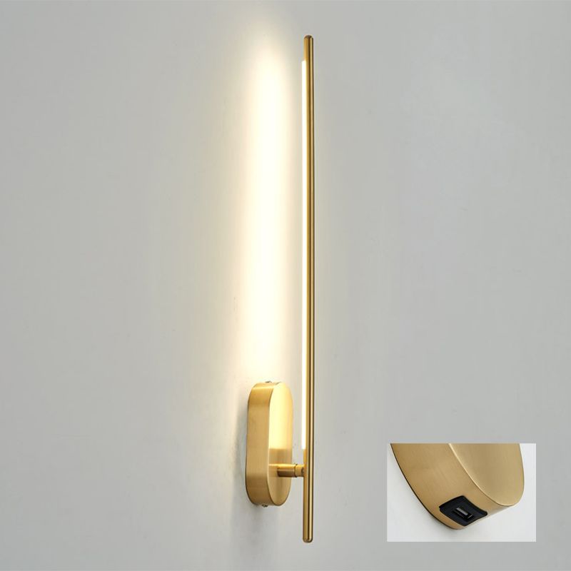 Stick geformte Metallleuchte zeitgenössische goldene LED -Wandlampe für Wohnzimmer