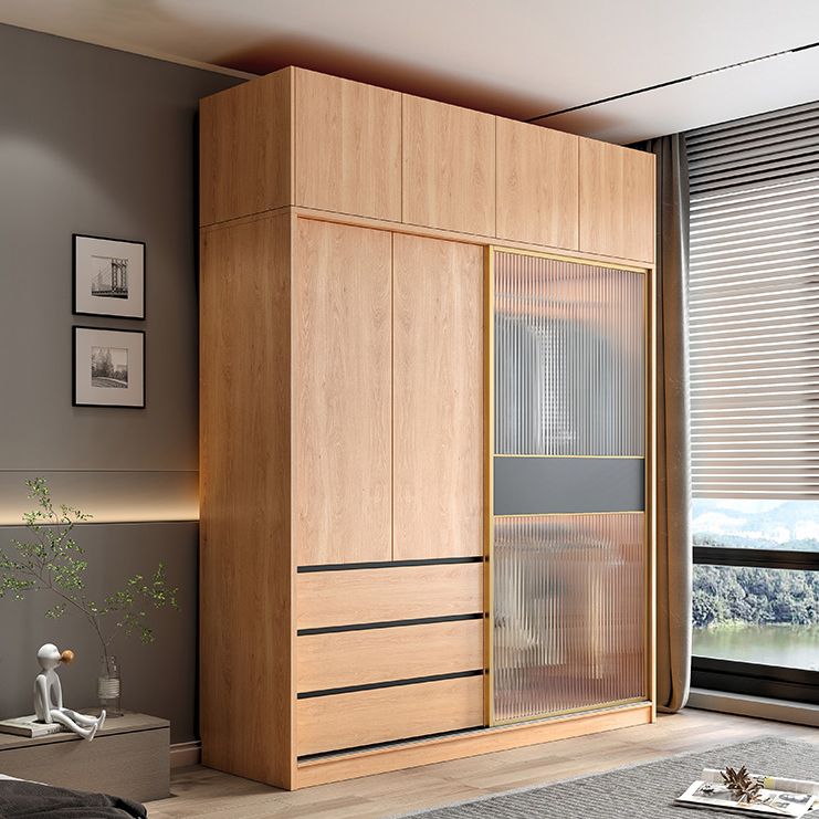Sliding Engineered Wood Wardrobe Closet Modern Wardrobe Cabinet
