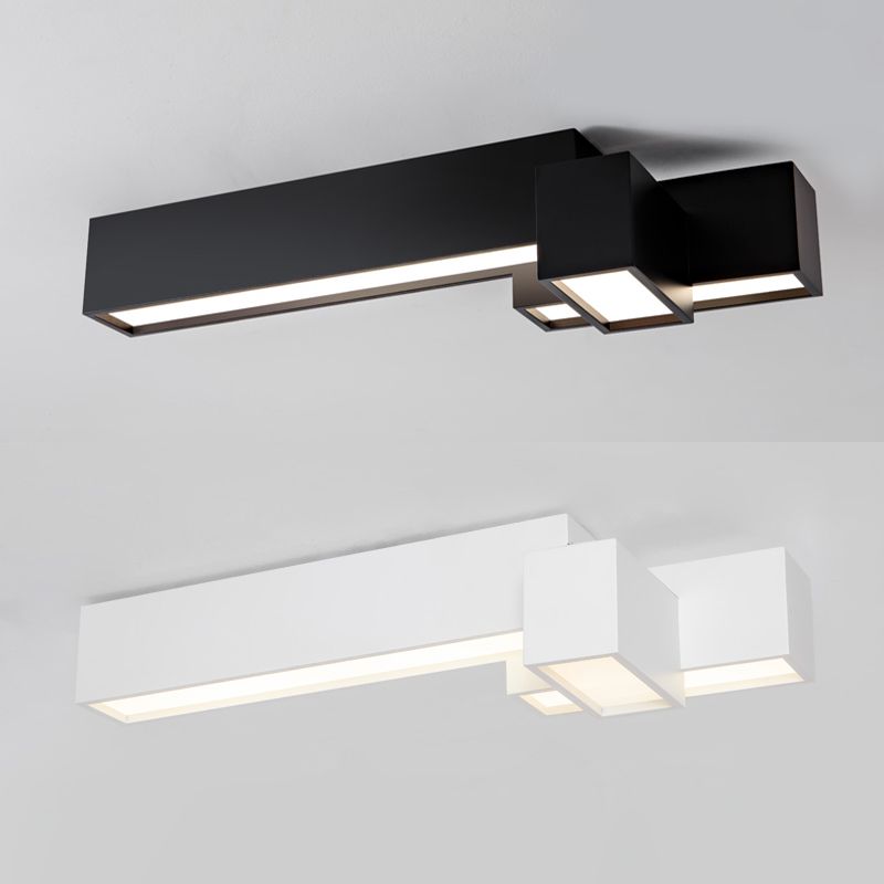 Modern Style Flush Mount Ceiling Light Fixture with Iron Art for Living Room