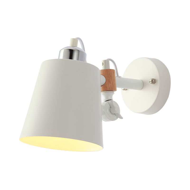 Metal Cone Wall Lighting Contemporary 1 Head Sconce Light Fixture in White with Adjustable Arm
