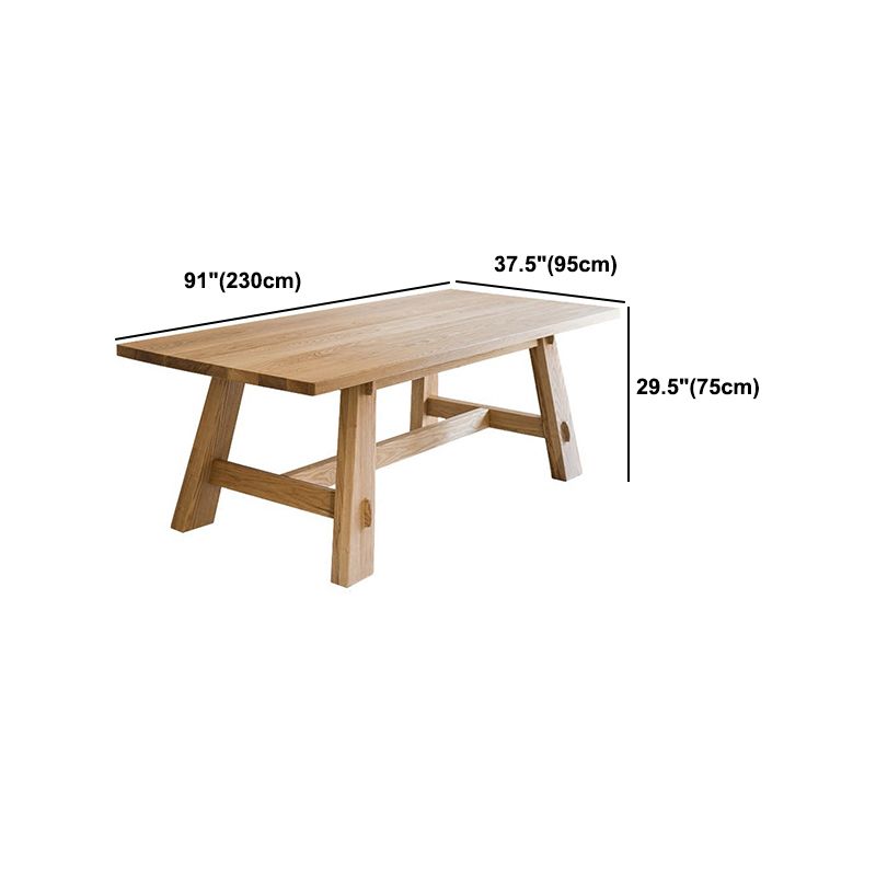 Natural Simplicity Rectangle Dining Table Pine Solid Wood Trestle Base Table