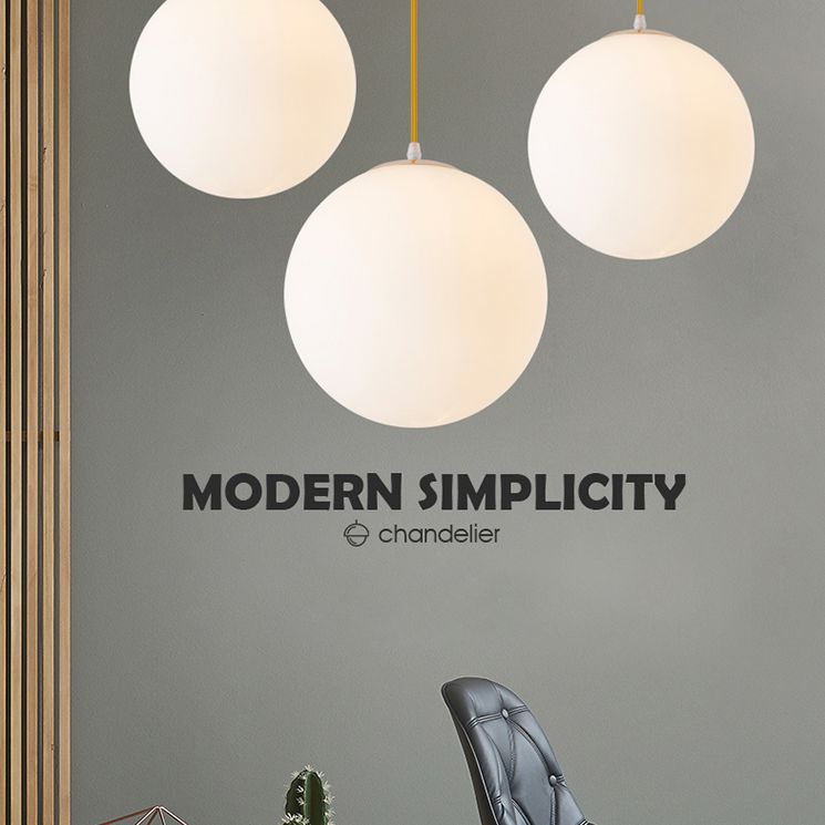 Globe Ceiling Pendant Light Simplicity Glass Dinning Room Pendant Light Kit in White