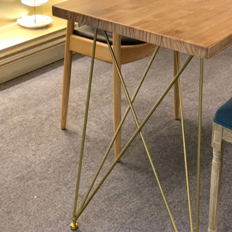 Rectangle 4 Legs Luxury Dining Table Solid Wood Fixed Table for Kitchen