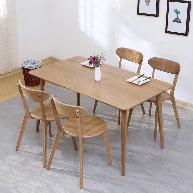 Mesa de comedor rectangular moderna de madera maciza con 4 patas para uso doméstico