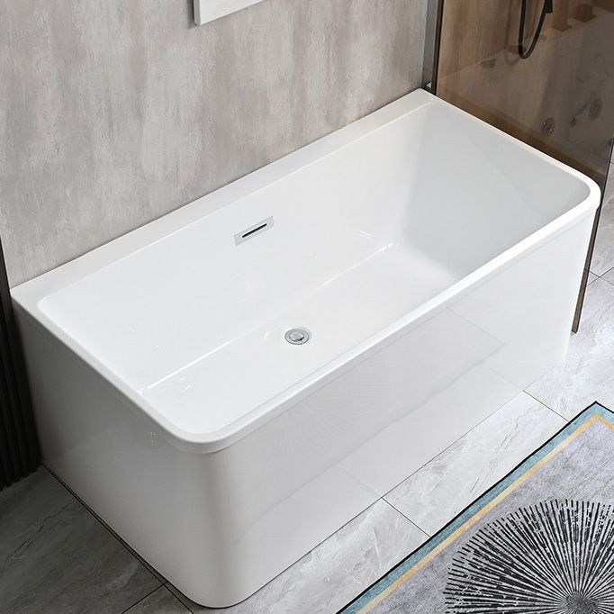 Back to Wall Soaking Bathtub Modern Rectangular Antique Finish Bath Tub