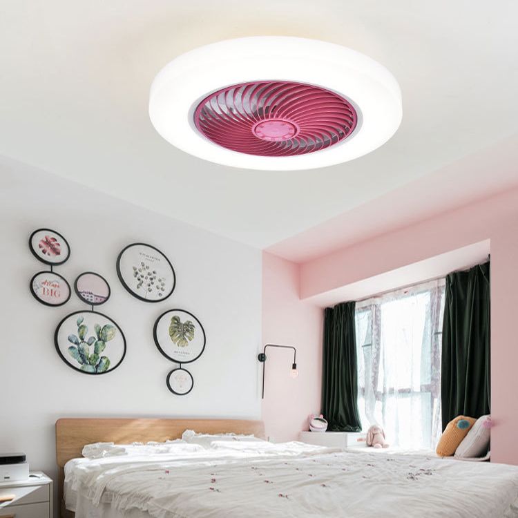 Simple LED Ceiling Fan Light 1-Light Ceiling Mount Lamp with Acrylic Shade for Bedroom