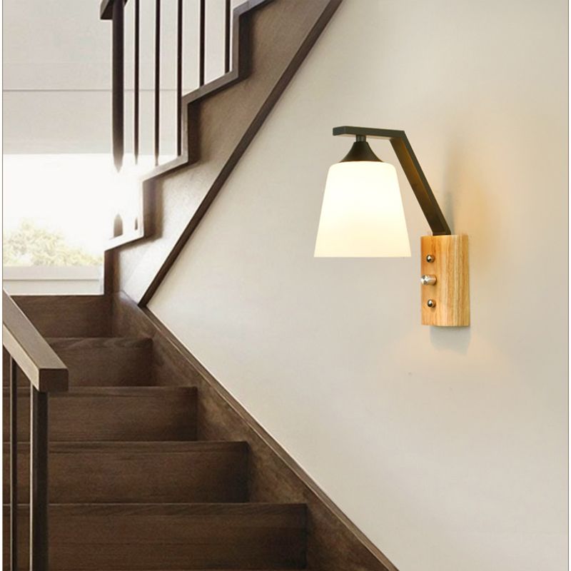 Minimalist Cone Shaped Wall Sconce Lighting Wood Living Room Wall Lighting Fixture
