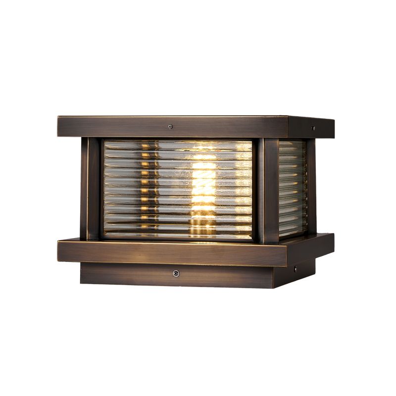 Rectangle Shape Metal Waterproof Pillar Lamp Modern Style 1 Light Outdoor Light