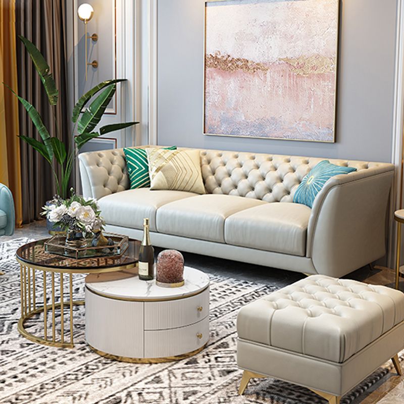 Modern Style Evagged Armrest Latex/sponge Padded Tufted Back Base Sofa