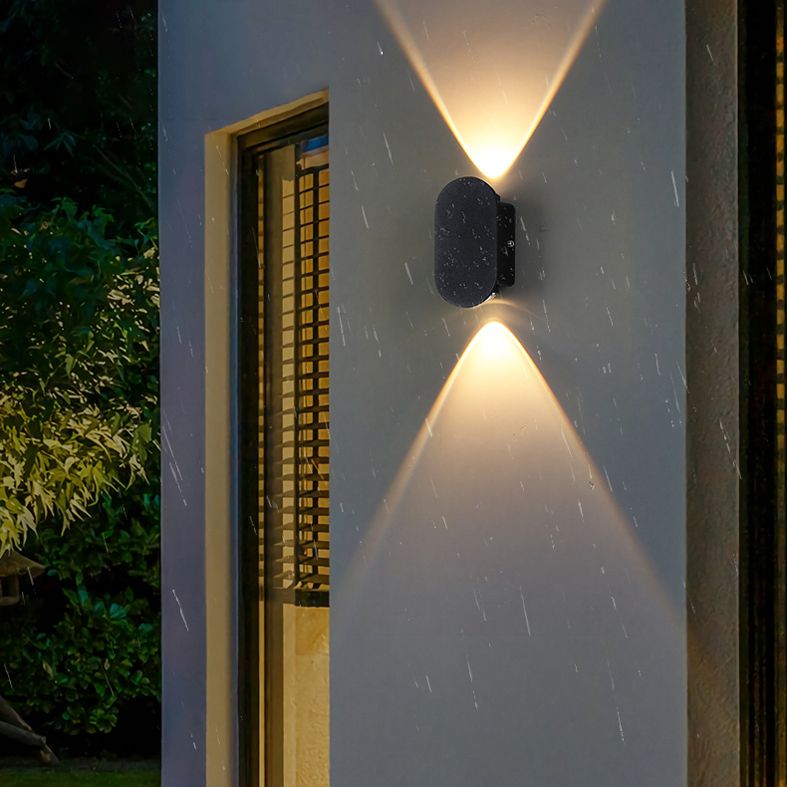 Black Outdoor LED Wall Sconce in Modern Creative Style Aluminium Geometric Waterproof Spotlight