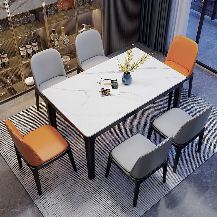 Rectangle Dining Site Table Midcentury Style Stone Dining Room Collection for Indoor