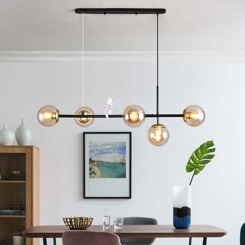 Modo Island Light Postmodern Glass 5-Light Suspended Lighting Fixture for Restaurant