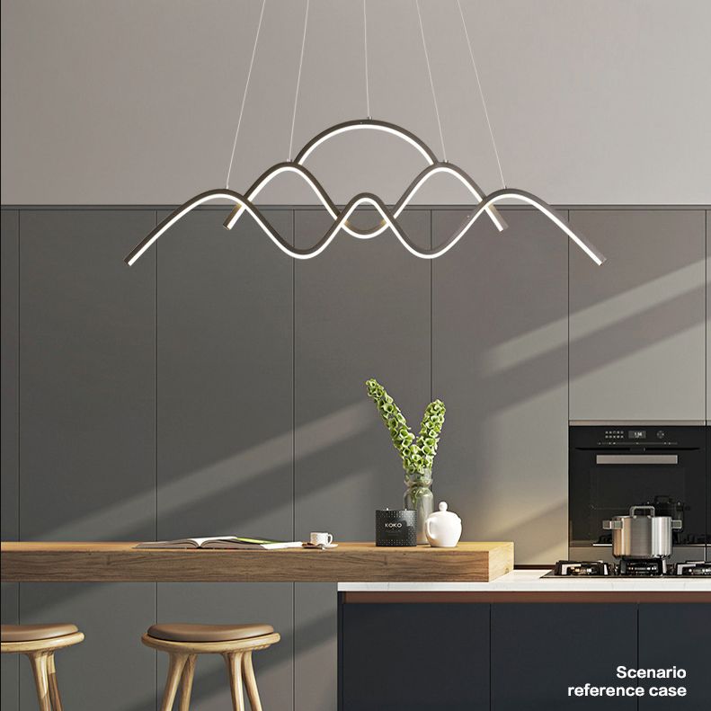 Wave Metal Suspension Pendant Light Contemporary Style LED Chandelier Lighting Fixture