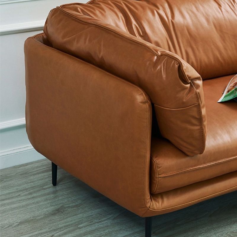 Contemporary Tuxedo Arm Sofa 38.58" Wide Faux Leather Sofa with Loose Back