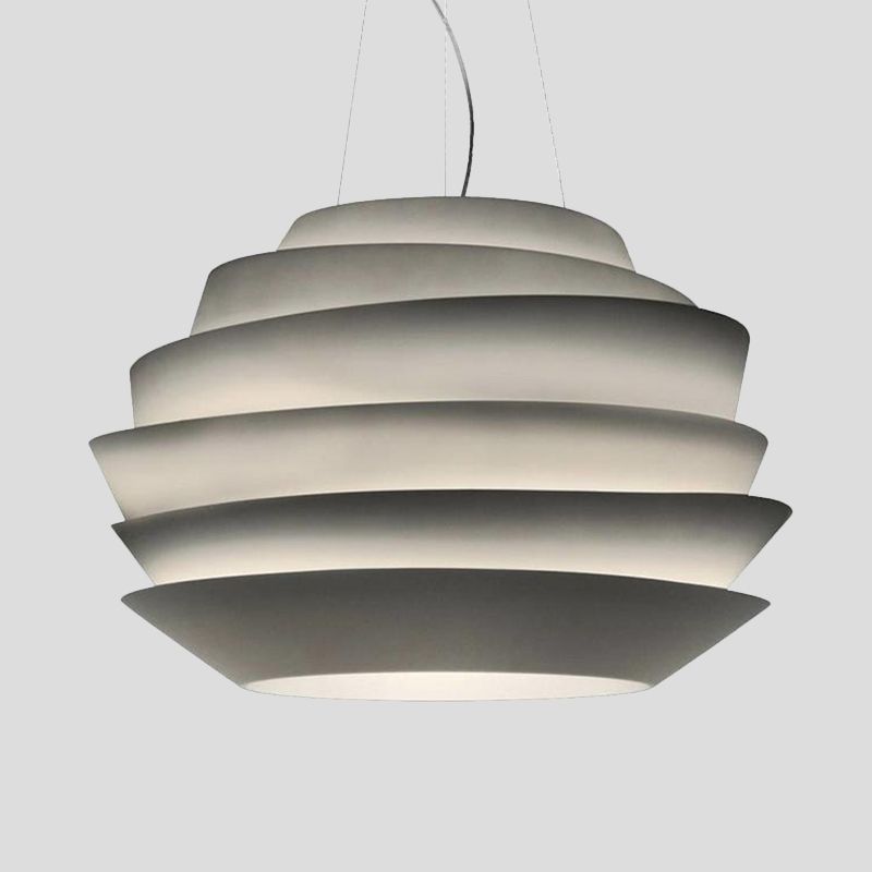 6 Ebenen Bistro Anhänger Beleuchtung Metallic 3 Lampen moderne kreative Kronleuchter in Weiß