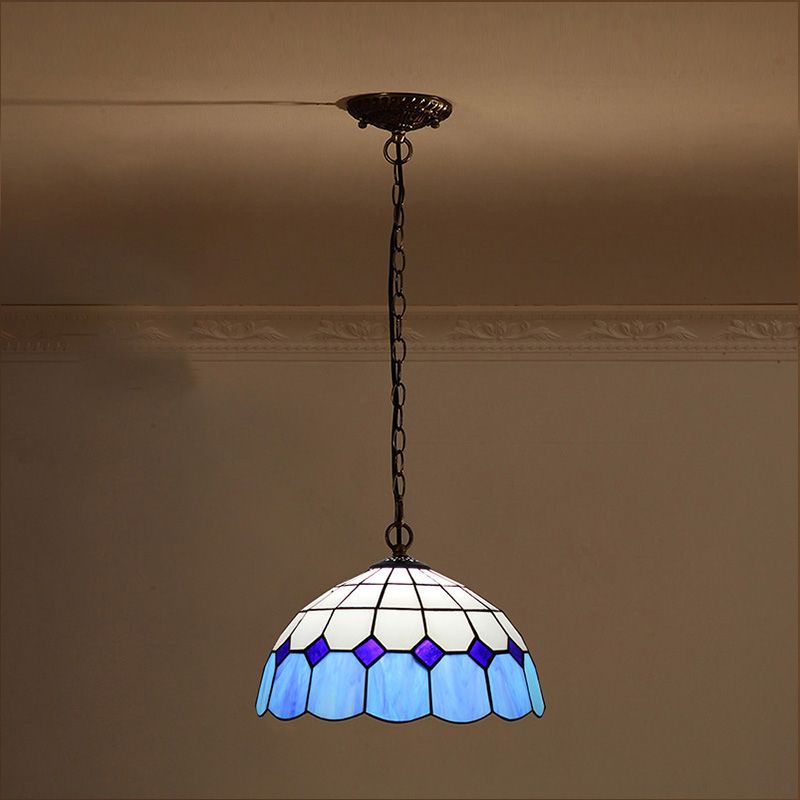 Baroque Art Glass Hanging Lamp Kit Bowl Shade Ceiling Pendant Light for Hallway