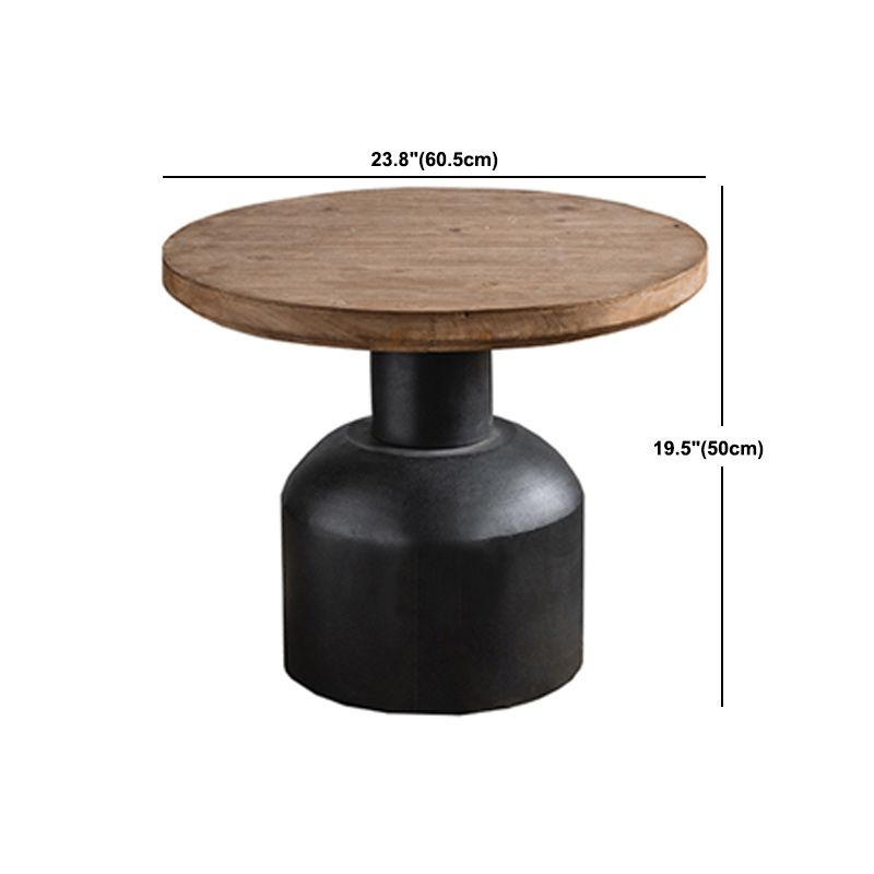 Wooden Round Top Side Table 19.7"/25.6" Tall Metal Pedestal End Table