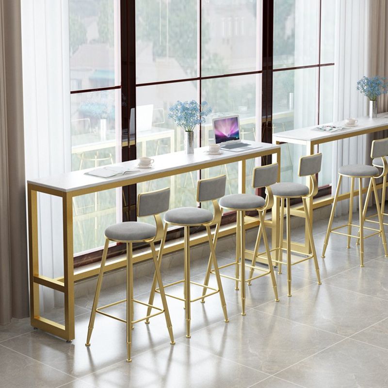 Rectangular Bar Height Table White Faux Marble Top Bistro Pub Table