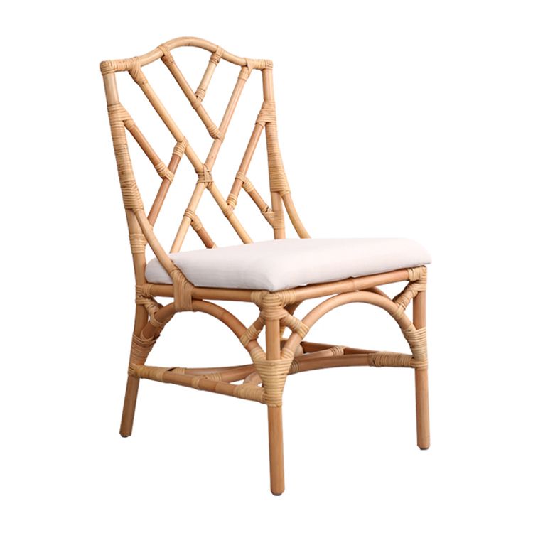 Modern Indoor Wicker Cross Back Upholstered Dining Side Chair