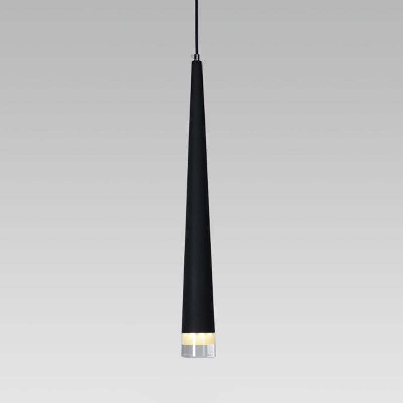 Crystal Conical LED Pendant Light in Modern Luxury Style Aluminium Indoor Hanging Light in Black
