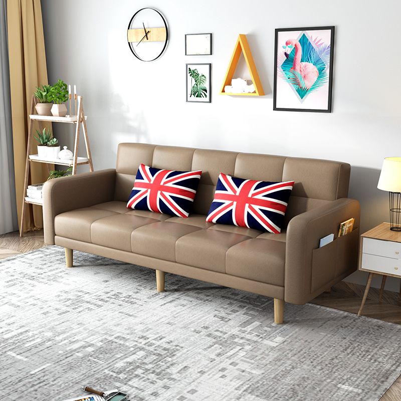 Beige hedendaagse koekje back sofa 25.6 "hoge vierkante armbank