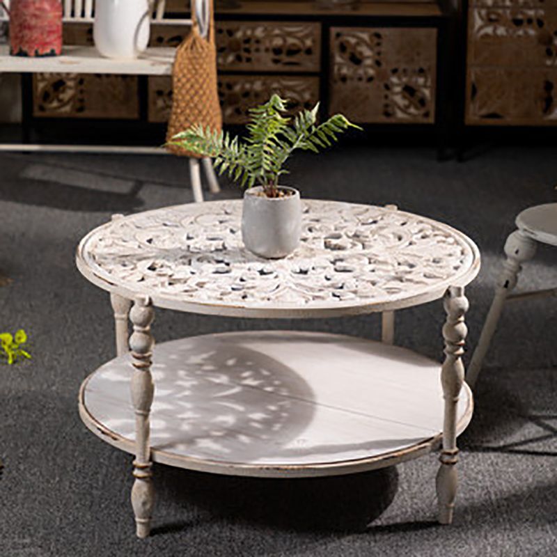 19"H French Country Side Table Metal Round Accent Side Table