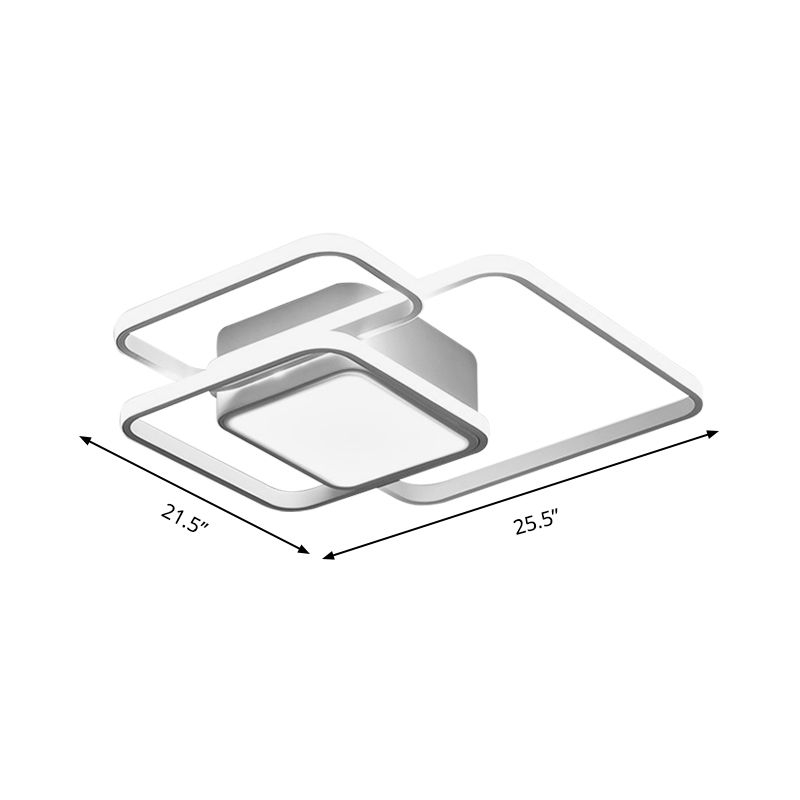 Square and Block Acrylic Ceiling Light Modern LED 18 "/21.5" /25.5 " Wide Flush Light in Warm / White / Natural Light