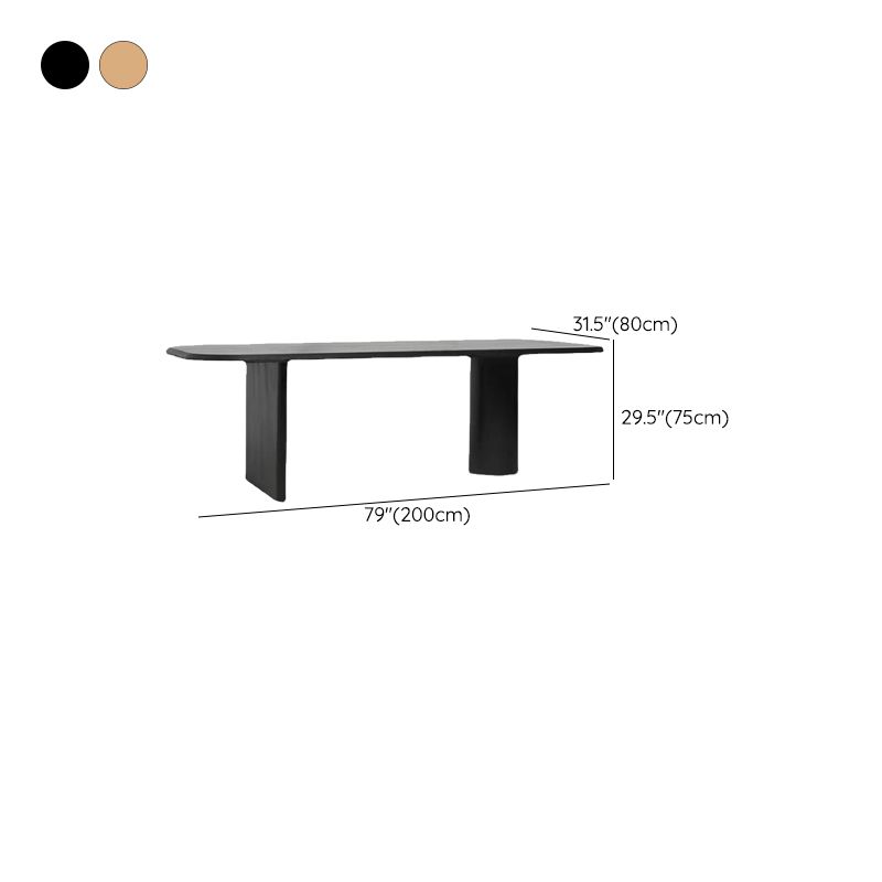 Modern Wood Dining Table with Double Pedestal Ellipse Table for Dining Room